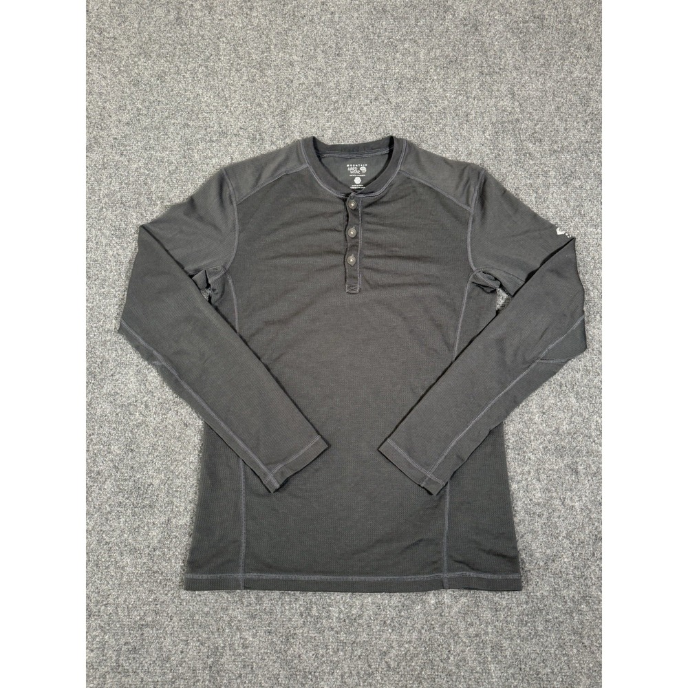 Mountain Hardwear Shirt Mens Medium Gray Henley Long Sleeve Pullover Wool Blend